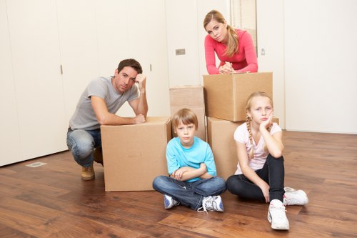 Professional packing service setup with boxes and protective supplies in Churchend